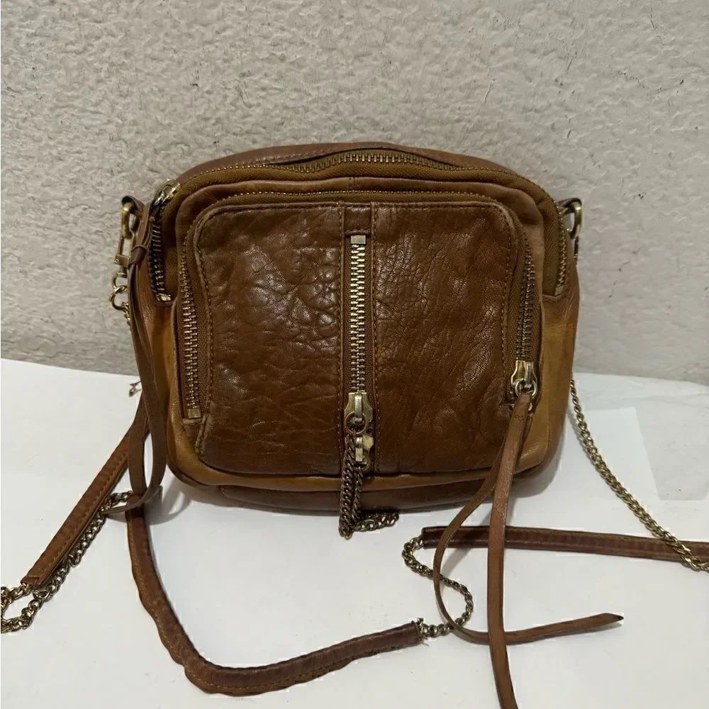 Anthropologie Kelsi Dagger Brown Crossbody Purse chain strap